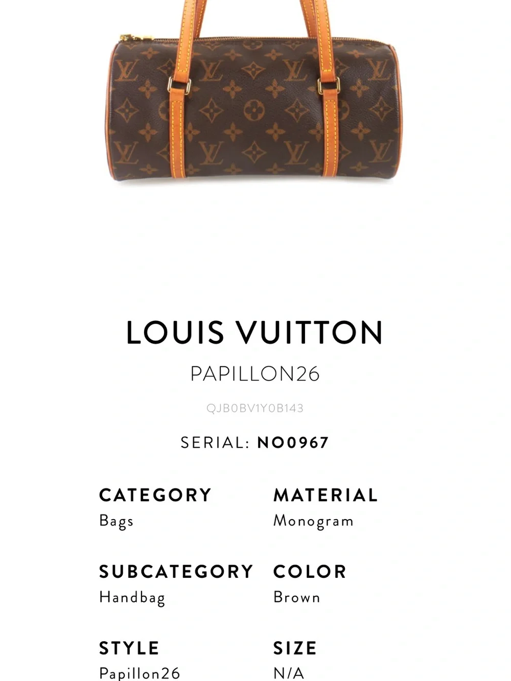 Louis Vuitton Papillon 26 Monogram Barrel Bag in Brown - AUTHENTIC- Vintage 1997